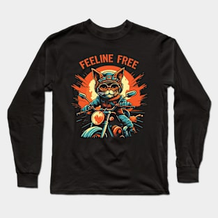 Feeline Free - Cat riding a motorbike Long Sleeve T-Shirt